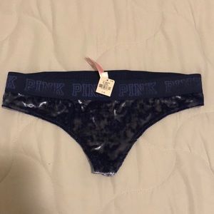 Pink suede thong (blue)